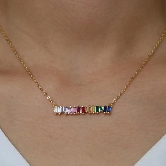 Jewelry - Gold Plated Rainbow Bar Necklace